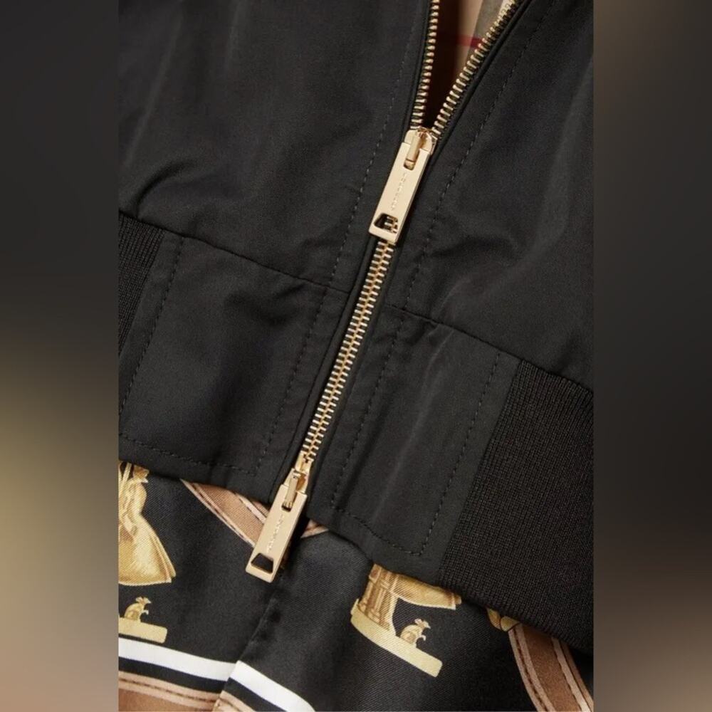 BURBERRY silk twill cotton scarf print bomber jacket - Picture 8 of 11